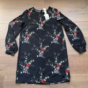 NWT H&M Black Red Purple Floral Above Knee & Mini Sheath Dress Size 2